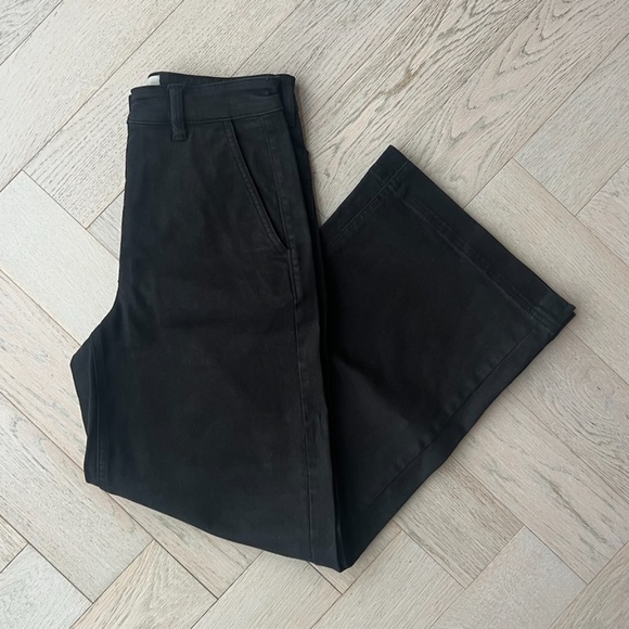 everlane wide leg high waisted sailor pants - black, size 00 - Picture 2 of 5